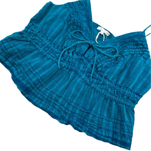 Z SUPPLY Striped Peplum Cotton Tank Cute Cotton Pretty Cool Dragonfly NWT Large - Picture 2 of 7